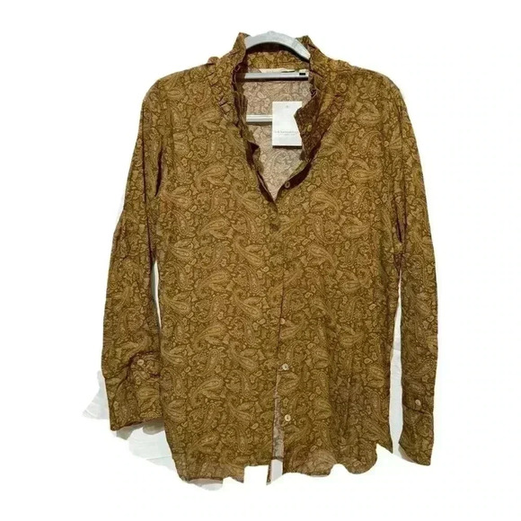 NWT Soft Surroundings Paisley Print Blouse Women's L Multicolor Long Sleeve Boho - Picture 1 of 6